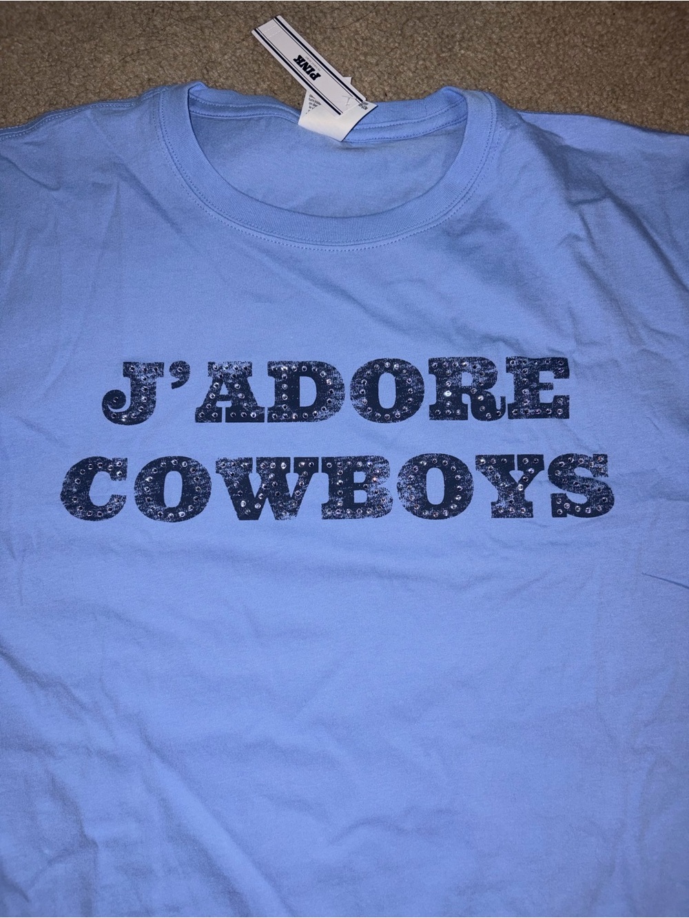 Pink Women’s Graphic Tee - J'Adore Cowboys size Medium